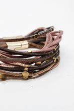 Load image into Gallery viewer, Pinkish Brass Nugget Leather Bracelet -French Flair Collection- B1-2079
