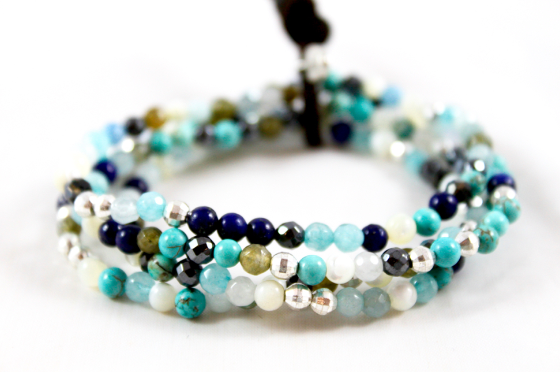 Delicate Turquoise Mix Mini Stack Bracelet - BC-032