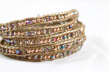 Load image into Gallery viewer, Lemonade - Crystal and Rose Gold Leather Wrap Bracelet
