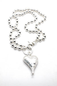 Large Silver Heart Necklace to Wear Short or Long -The Classics Collection-N2-2179