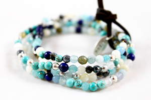 Delicate Turquoise Mix Mini Stack Bracelet - BC-032