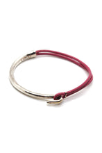 Load image into Gallery viewer, Pink Leather + Sterling Silver Plate Bangle Bracelet
