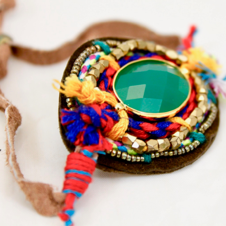 Beads and Leather Adjustable Bracelet   -The Classics Collection- B1-978