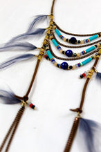 Load image into Gallery viewer, Indian Style Feather and Turquoise Hand Beaded Necklace -The Classics Collection- N2-726
