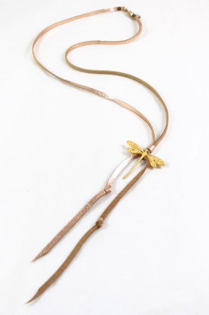 Pastel Dragonfly Necklace on Leather Band -The Classics Collection- N2-855