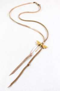Pastel Dragonfly Necklace on Leather Band -The Classics Collection- N2-855
