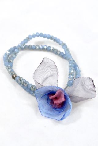 Blue Double Crystal Flower Bracelet -The Classics Collection-  B1-1023