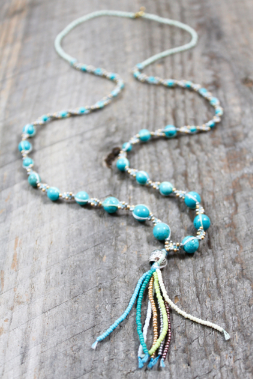 Hand Woven Turquoise Stone Necklace -Luxury Collection- NL-061