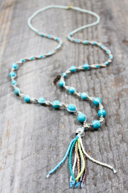 Hand Woven Turquoise Stone Necklace -Luxury Collection- NL-061