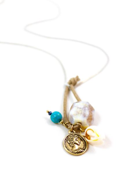 Delicate Turquoise Chunk Dangle Necklace -The Classics Collection- N2-716