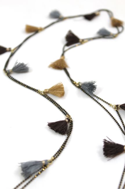 Wrap Necklace with Mini Tassels -The Classics Collection- N2-769