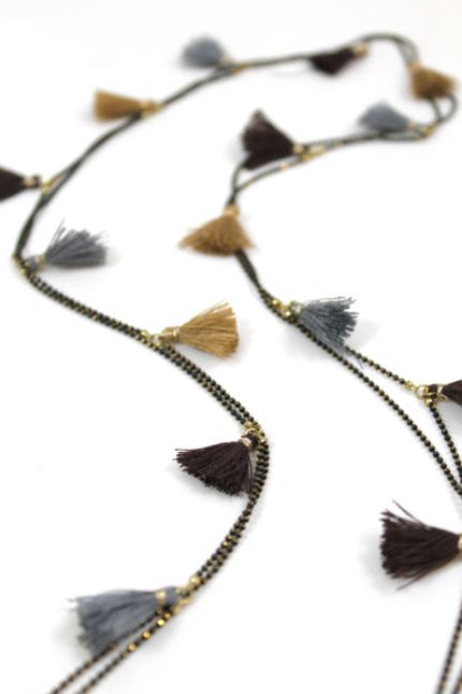 Wrap Necklace with Mini Tassels -The Classics Collection- N2-769