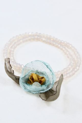 White Double Crystal Flower Bracelet -The Classics Collection- B1-1028