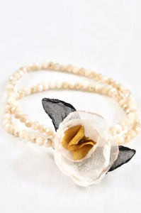 White Double Crystal Flower Bracelet -The Classics Collection- B1-1013