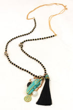 Load image into Gallery viewer, Tassel and Turquoise Long Necklace -The Classics Collection- N2-904
