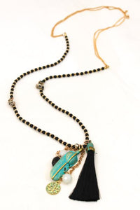 Tassel and Turquoise Long Necklace -The Classics Collection- N2-904