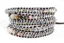 Load image into Gallery viewer, Eris - Semi Precious Stone and Crystal Mix Leather Wrap Bracelet
