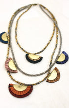 Load image into Gallery viewer, Artsy Crystal Layered Necklace with Fan Charms -The Classics Collection- N2-917
