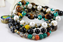 Load image into Gallery viewer, Semi Precious Stone and Pearl Stack Bracelet -The Classics Collection- B1-684
