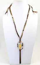 Load image into Gallery viewer, Long Leather Necklace with Tassel and Gold Charm -The Classics Collection- N2-953
