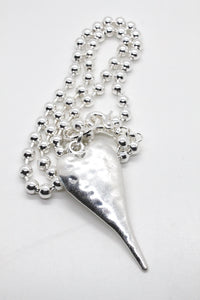 Extra Large Silver Heart Necklace to Wear Short or Long -The Classics Collection-N2-2178