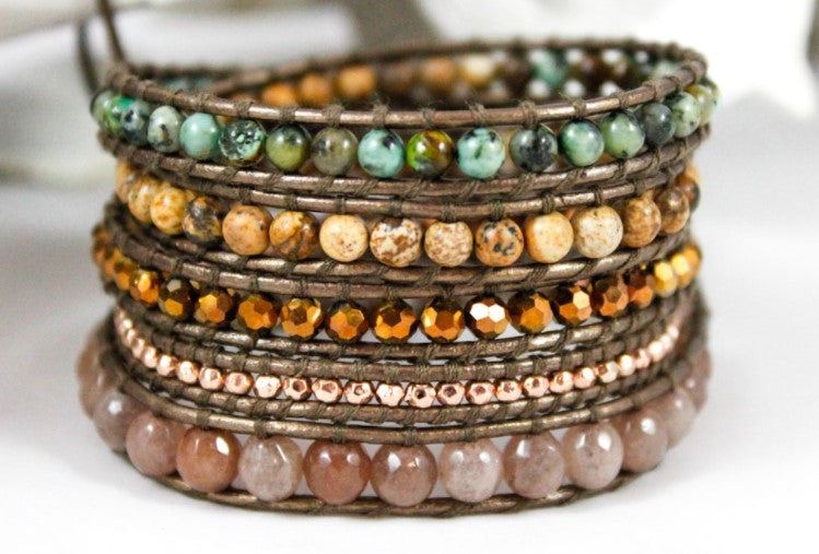 Dirt - African Turquoise and Jasper Mix Wrap Bracelet