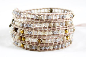 Darling - Crystal and Semi Precious Stone Mix Wrap Bracelet