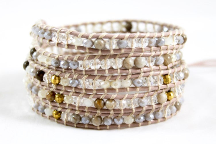 Darling - Crystal and Semi Precious Stone Mix Wrap Bracelet