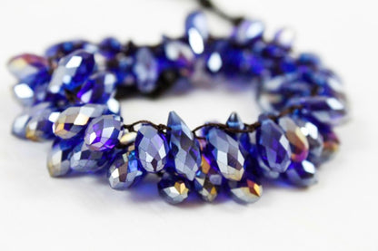 Hand Knotted Convertible Crochet Bracelet, Necklace, or Headband, Large Crystals - WR-083
