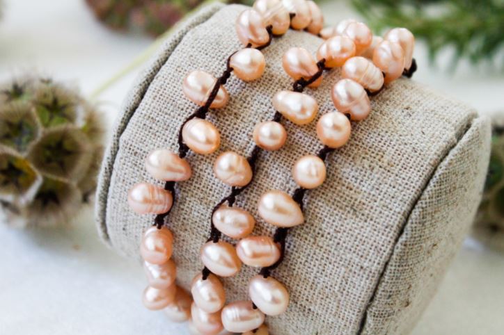 Hand Knotted Convertible Crochet Bracelet, Necklace, or Headband, Freshwater Pearls - WR-028
