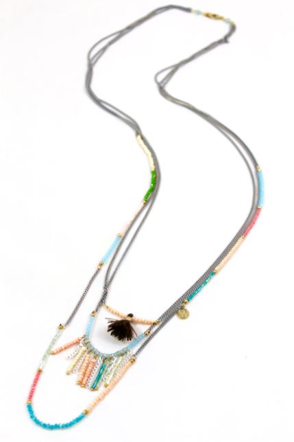 Three Row Delicate Chain and Beads -The Classics Collection- N2-727