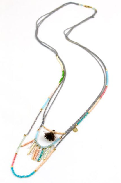 Three Row Delicate Chain and Beads -The Classics Collection- N2-727