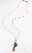 Load image into Gallery viewer, Long Delicate 24K Gold Plate Necklace with Labradorite Chunk -French Flair Collection- N2-968
