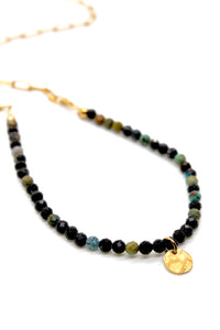 Mini Disc African Turquoise 24K Gold Plate Necklace or Bracelet -French Flair Collection- N2-2250
