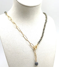 Load image into Gallery viewer, Pyrite Stone Convertible Necklace to Bracelet -French Flair Collection- B1-2062
