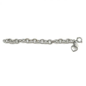 Simple One Heart Silver Chain Bracelet -French Flair Collection- B1-2075