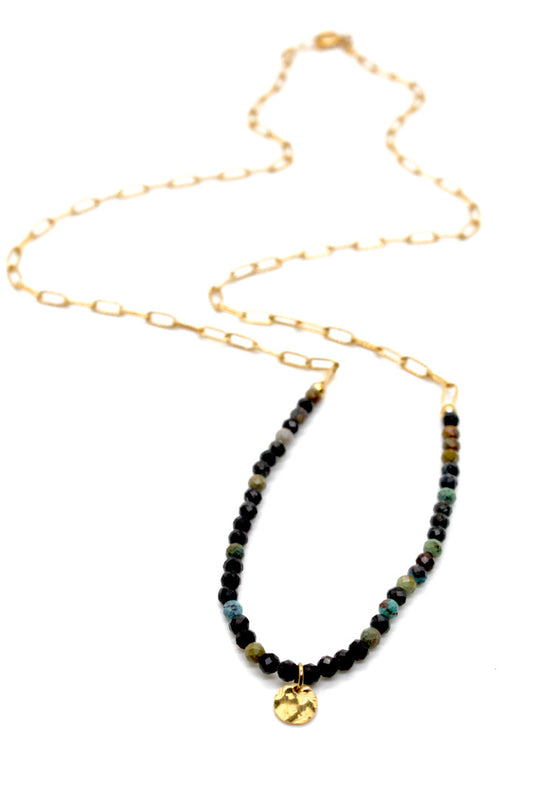 Mini Disc African Turquoise 24K Gold Plate Necklace or Bracelet -French Flair Collection- N2-2250