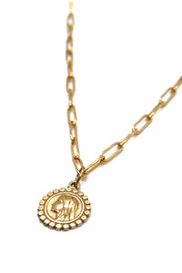 Delicate French Gold Religious Medal on Gold Chain -French Medals Collection- N6-018