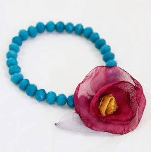 Turquoise Crystal Flower Bracelet -The Classics Collection- B1-1009