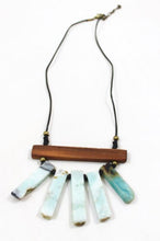 Load image into Gallery viewer, Modern Hip Geometric Amazonite and Wood Necklace -The Classics Collection- N2-791
