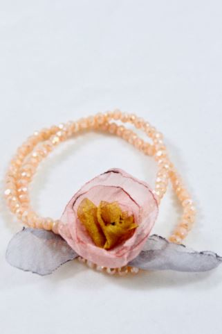 Light Pink Double Crystal Flower Bracelet -The Classics Collection-  B1-1024