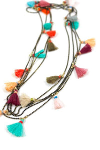 Wrap Necklace with Mini Rainbow Tassels -The Classics Collection- N2-770