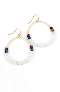Crystal Beaded Hoop Earrings - E001-42
