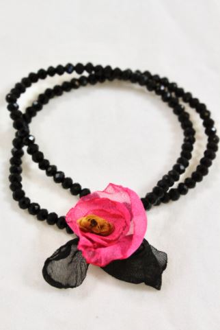 Black Double Crystal Flower Bracelet -The Classics Collection- B1-1019