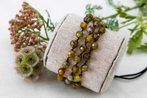 Hand Knotted Convertible Crochet Bracelet, Necklace, or Headband, Semi Precious Stones - WR-016