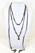 Load image into Gallery viewer, Multi Layer Stone and Leather Long Necklace -The Classics Collection- N2-898
