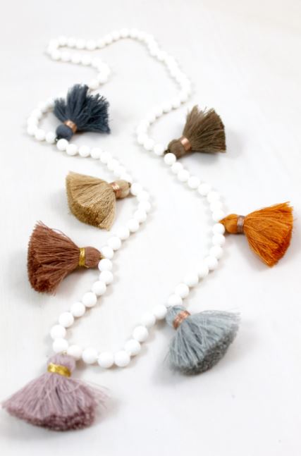 Large Tassel Hand Knotted Stone Necklace -The Classics Collection- N2-832