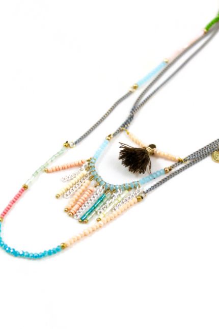 Three Row Delicate Chain and Beads -The Classics Collection- N2-727