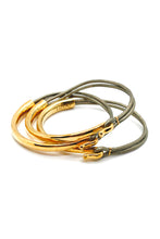 Load image into Gallery viewer, Sheen Leather + 24K Gold Plate Bangle Bracelet
