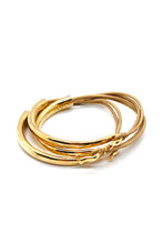 Load image into Gallery viewer, 24K Gold Plate Leather + 24K Gold Plate Bangle Bracelet
